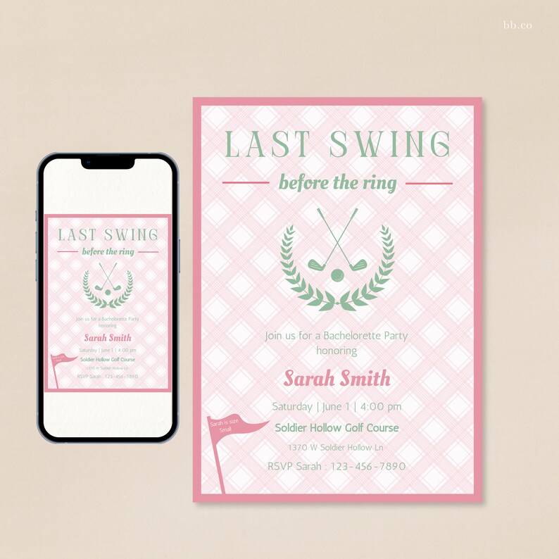 Golf Bachelorette Party Invitation: Last Swing Before the Ring (EDITABLE Template) image 4
