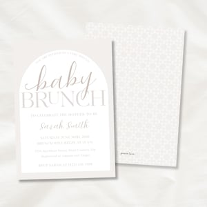 Baby Brunch Invitation Template: White & Cream (EDITABLE Digital Invitation)