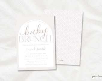 Plantilla de invitación para brunch de bebé: Blanco y crema (Invitación digital editable)