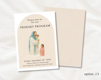LDS Primary Program Invitation | Jesus with Children Watercolor (Digital Download)