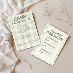Sjabloon uitnodiging vrijgezellenfeest kamp: weekendroute (BEWERKBAAR)