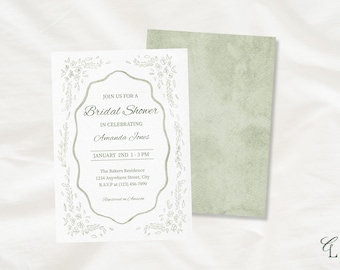 Elegant Bridal Shower Invitation: Greenery Floral Theme (Canva Template) – The Sagewood