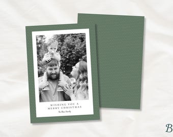 Green Gingham Christmas Photo Card Template | Editable Canva Design