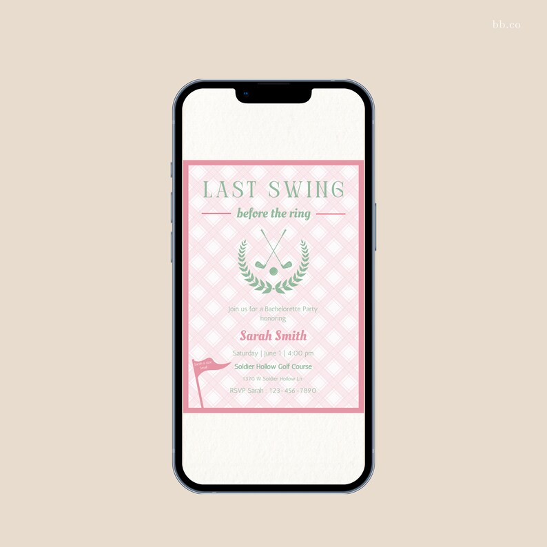 Golf Bachelorette Party Invitation: Last Swing Before the Ring (EDITABLE Template) image 5