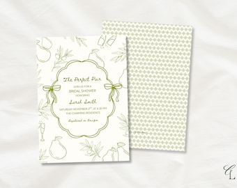 Pear Bridal Shower Invitation | Greenery Canva Template (Digital Download)