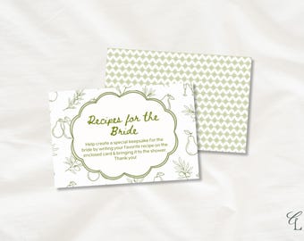 Recetas para la tarjeta de la novia, inserto para solicitud de recetas para la despedida de soltera (descarga digital)