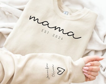 Personalized Mama Shirt, Mothers Day Gift, Kid Names on Sleeve, Birthday Gift for Mom, Cute Mom Gift Shirt, Minimalist Cool Mom Sweatshirt