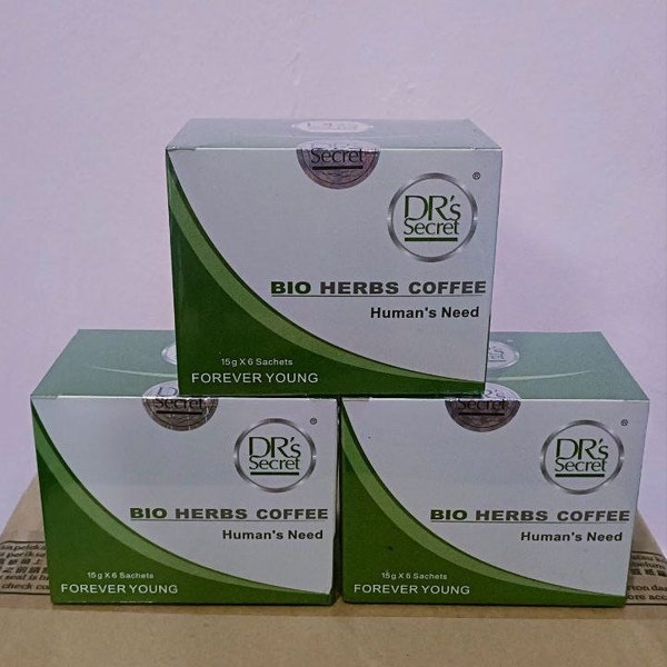 3 boîtes de café Drs Secret 15 g x 6 sachets, café aux herbes bio