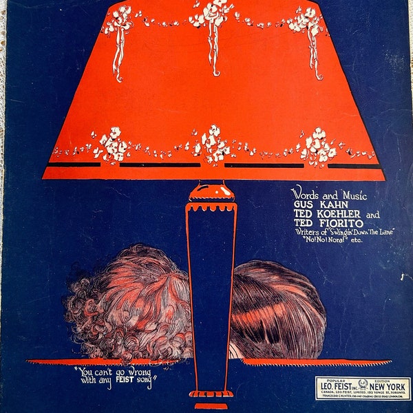 Vintage Sheet Music - 1923 - When the Lights are Low - Entrancing Waltz - Gus Kahn - Ted Koehler - Ted Fiorito - Love - Couples