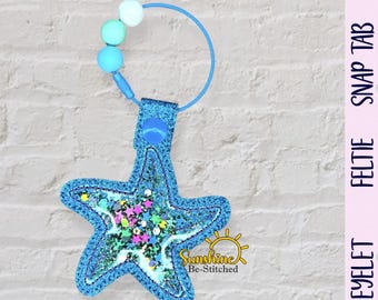 Starfish Shaker Embroidery Design - In the Hoop ITH 3D Shaker, Feltie, Snap Tab & Eyelet Keychain Machine Embroidery Digital Download