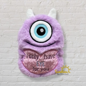 ITH Cyclops Plushie Embroidery Design - In the Hoop Ugly Monster Stuffie 5 sizes - Machine Embroidery Digital Download