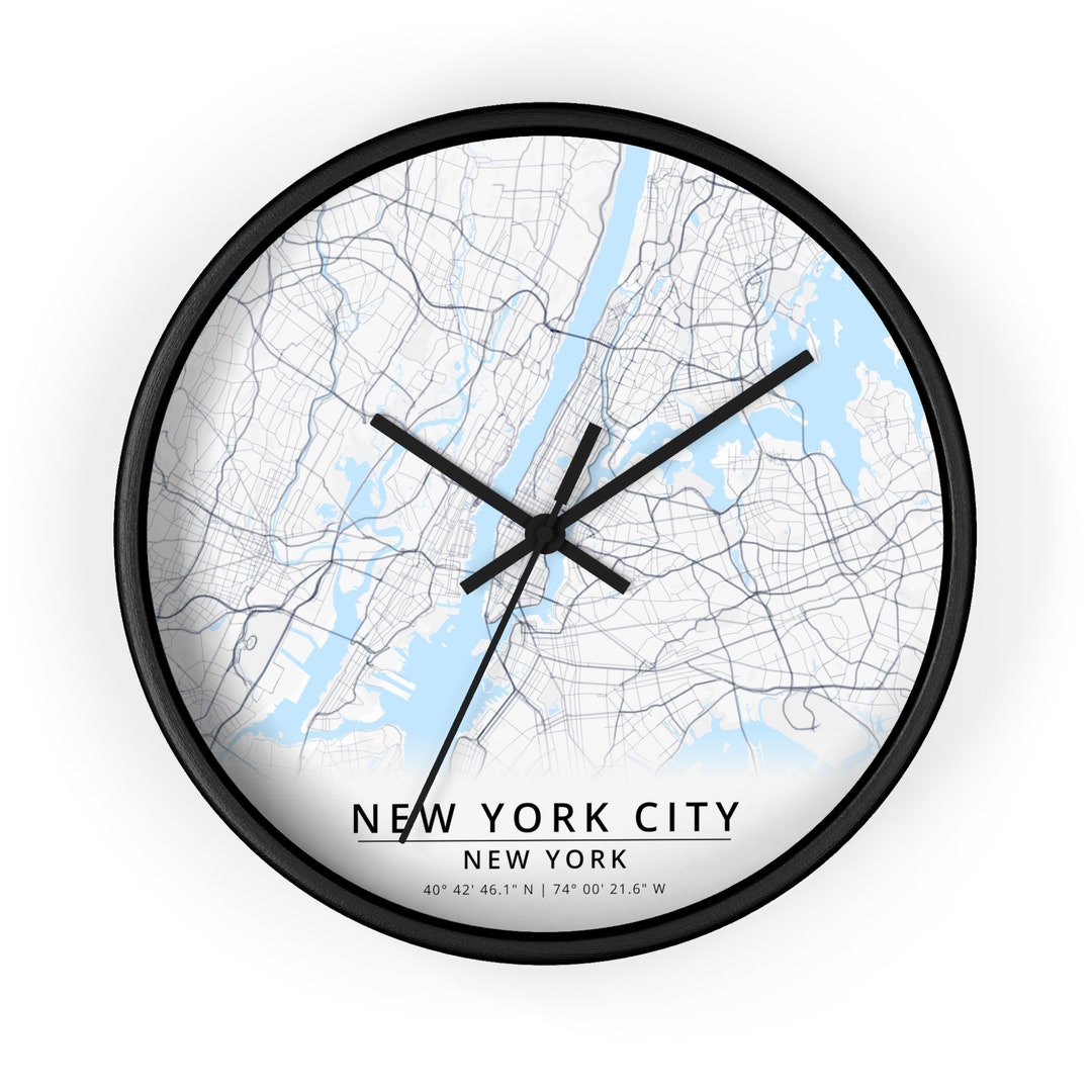 New York City Map Wall Clock, New York City NYC Clock, New York City