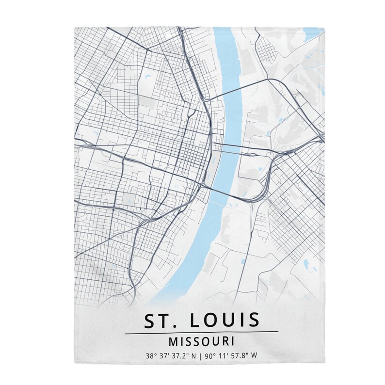 St. Louis Map Blanket, City Map Home Decor, St. Louis City Map, Travel