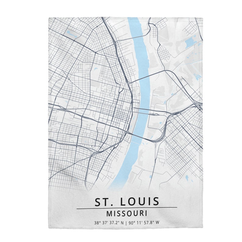 St. Louis Map Blanket, City Map Home Decor, St. Louis City Map, Travel