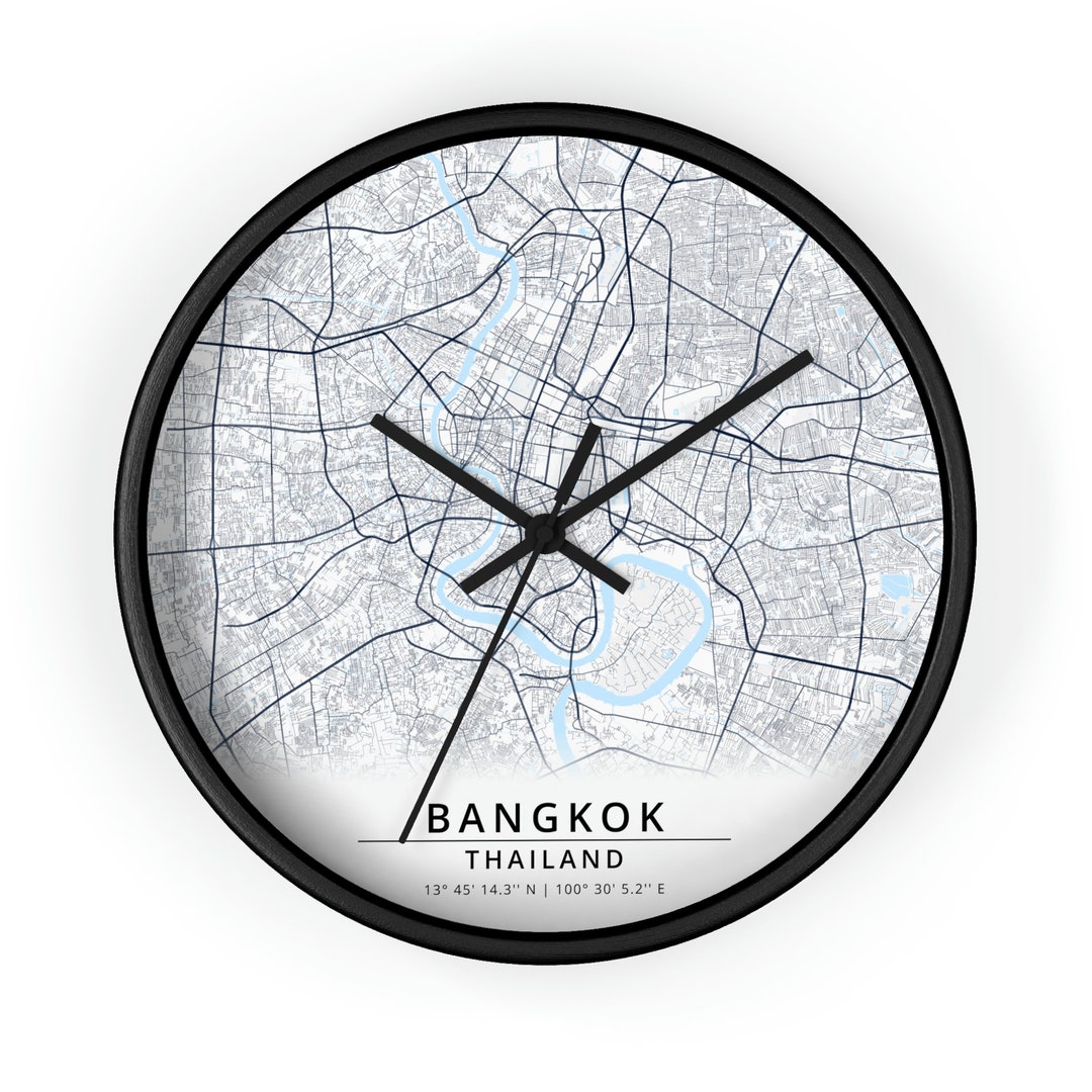 Bangkok Map Wall Clock, Bangkok Thailand Clock, Bangkok Gift, Bangkok