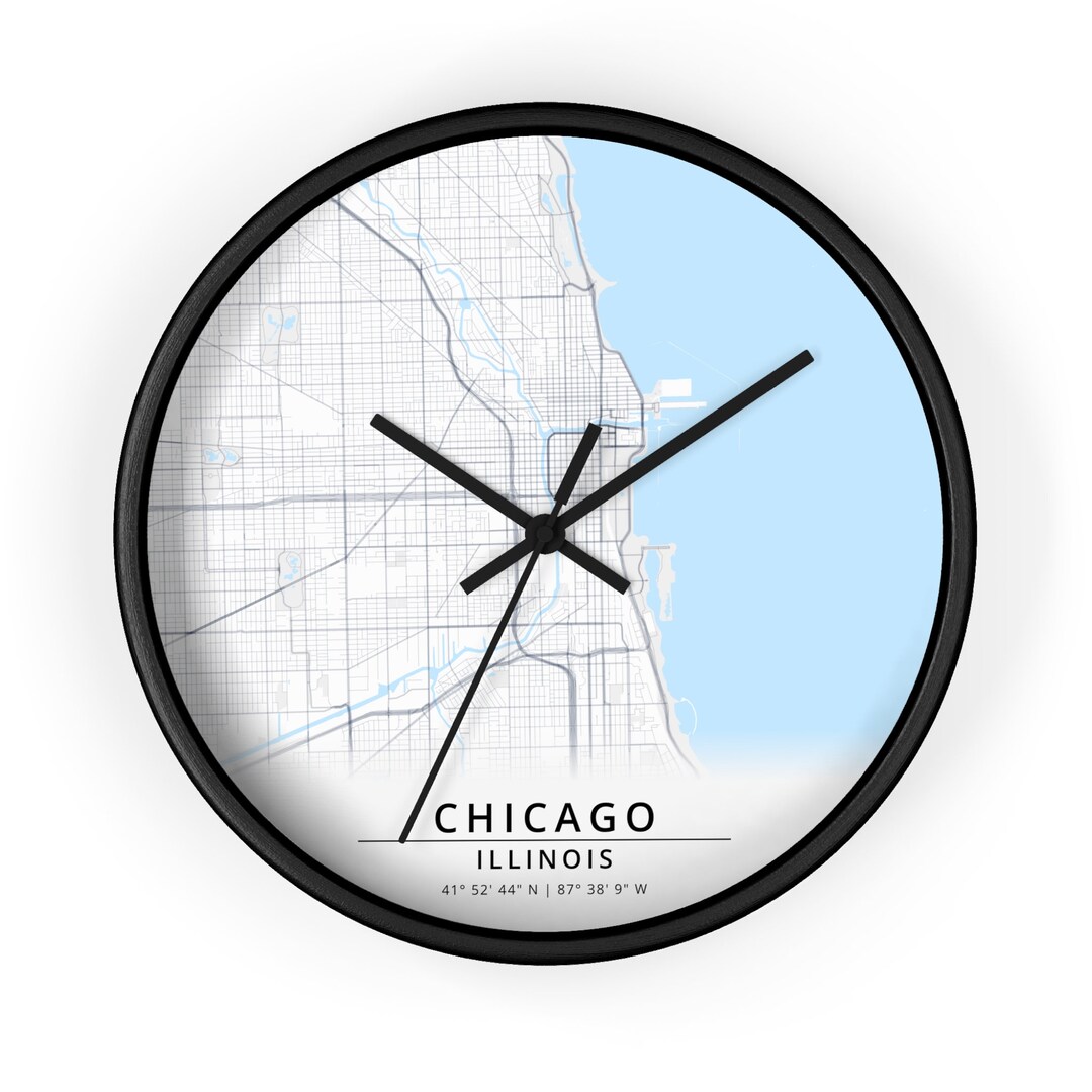 Chicago Map Wall Clock, Chicago IL Clock, Chicago Gift, Chicago Clock
