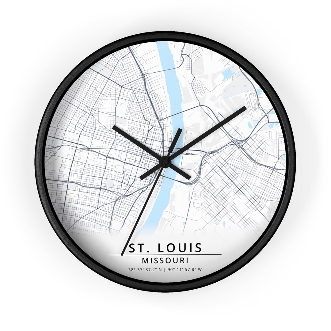 St. Louis Map Wall Clock, St. Louis MO Clock, St. Louis Gift, St. Louis