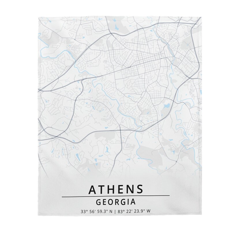 Athens GA Map Blanket, City Map Home Decor, Athens City Map, Travel