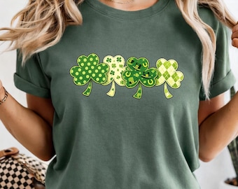 St Patrick’s Day Shamrock Shirt | Comfort Colors Hemp Tee | Vintage Clover Graphic Tee | Lucky Irish Shirt | Cute St Paddy’s Day Top