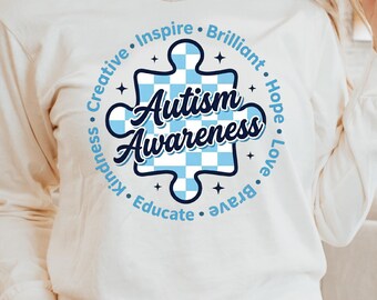 Autism Awareness Comfort Colors T-Shirt, In April We Wear Blue Special Education Teacher Shirt, Aura Of Blue Embrace Nuerodiversity Tee