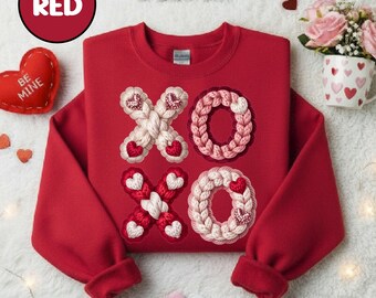XOXO Valentine Sweatshirt Red, Valentine's Day Shirt Women, Cute Valentine Crewneck, Hugs and Kisses Sweatshirt, Valentine Gift for Her