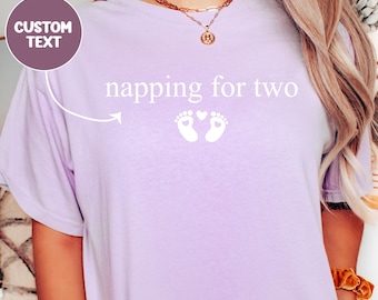 Comfort Colors® Napping For Two Pregnancy Announcement Shirt, Custom Pregnancy Gift, Pregnancy Shirt, Baby Shower Gift, Mom To Be Shirt