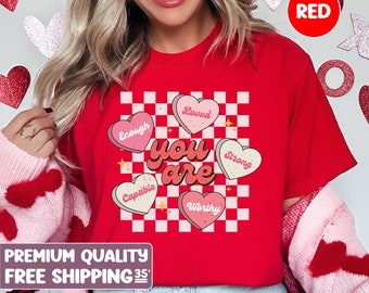 Camiseta linda para maestra de San Valentín, Tú eres, Sudadera retro con corazón, Sudadera de San Valentín para mujer, Sudadera de amor de San Valentín, Colores cómodos