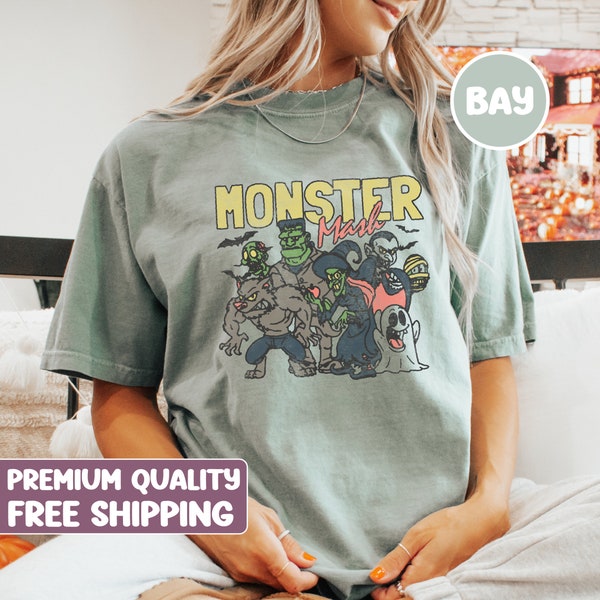 Retro Halloween Comfort Colors shirt, Monster Mash TShirt, Vintage Ghost Halloween t-Shirt, Monster Tee, Retro Fall Top, Fall Shirt