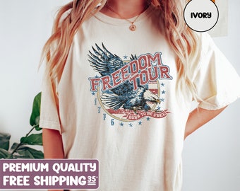 Retro 4th of July Shirt, Freedom tour, Red White and Blue, Eagle America shirt, Fourth of July Shirt, Independence Day Tee, Comfort Colors,