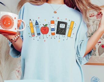 Comfort Colors® Funny Teacher Life Shirt, Back To School Gift, Preschool Teacher School Supplies T-shirt, Crayon Apple Pencil Notebook Shirt