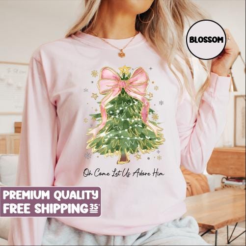 Maglietta Donna Natale A Maniche Lunghe Raglan – Stampa Leopardata Con Albero E Scritta – Girocollo – Casual - 4
