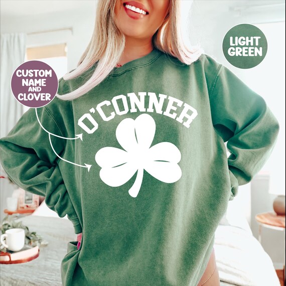 Custom Shamrock, Personalized Last Name St Patrick's Day Sweatshirt, Irish Drinking Shirt, Parade Shirt, Vintage Comfort Colors