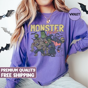 Retro Halloween Comfort Colors Long sleeve, Monster Mash, Vintage Ghost Halloween Long sleeve shirt, Monster long sleeve
