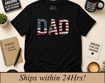 Distressed American Flag Dad Shirt, Patriotic Father's Day Gift