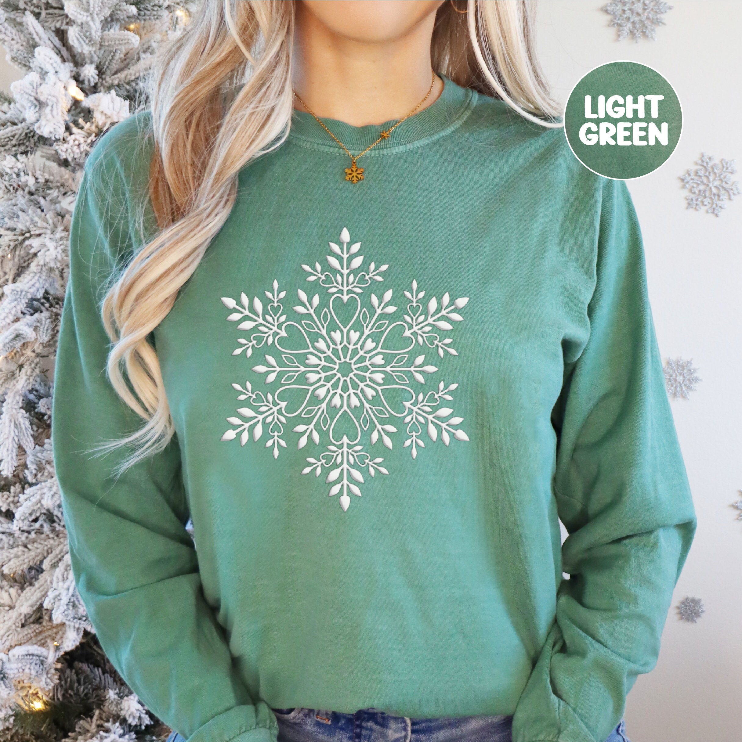 トップス SNOW FLAKE SWEAT SHIRTS Snowflake Sweatshirt, Christmas Sweatshirt, Women Holiday