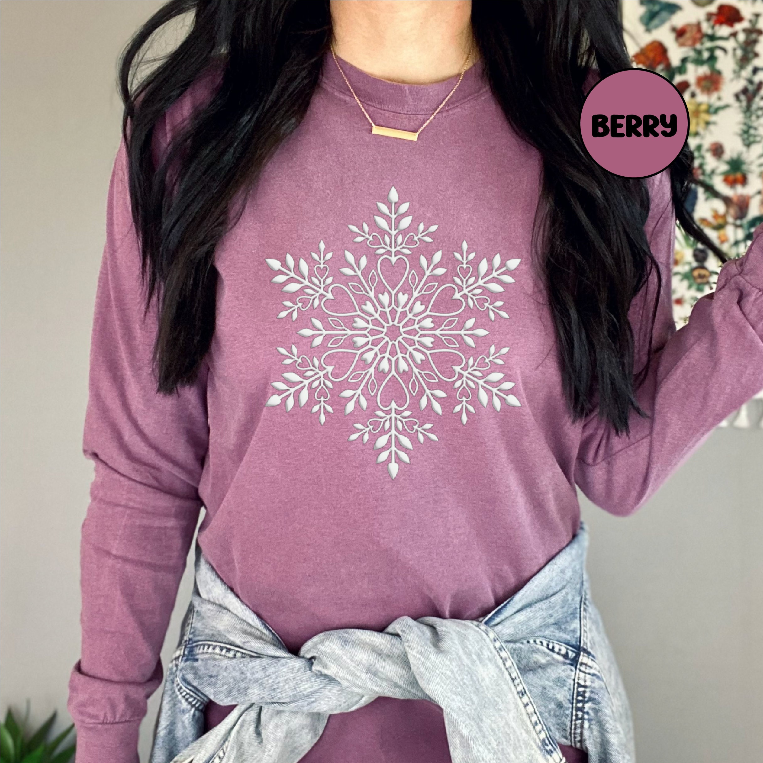 Snow Flake Shirt, Minimalistic Comfort Colors Long Sleeve