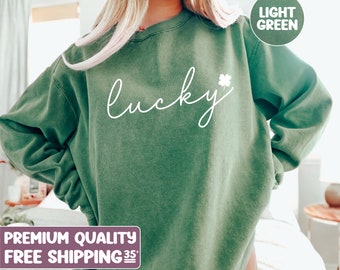 Lucky tshirt, Comfort Colors, St Patricks Day Tshirt, Clover shirt, Saint Patricks Day Tee, Womens Saint Patricks Day Shirt