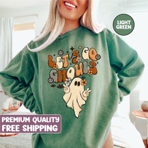 Comfort Colors® Spooky Shirt, Lets go Ghoul Sweatshirt, Retro Halloween Sweatshirt, Geist Halloween Shirt, Halloween, Gespenst tee