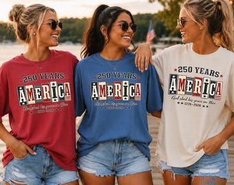 Christian American Flag Tee, 250 Years Anniversary USA Shirt, 1776 Patriotic, Fourth of July Faith & Freedom Graphic Shirts, Comfort Colors