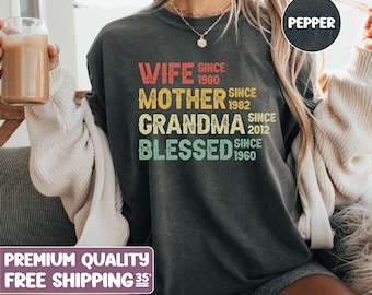 Maglietta personalizzata per moglie, madre, nonna, con scritta "Benedetta", maglietta per la nonna, maglietta per la nonna, regalo di compleanno per la nonna, maglietta per la nonna, regalo per la festa della mamma.