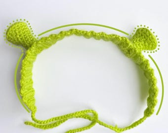 Green Shrek Crochet Headband Ogre Ears Handmade Cute Headband Hair Accessories