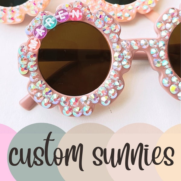 Personalized Kid Sunglasses, Rhinestone Toddler Gift, Bedazzled Custom Sunglasses for Baby, Beach Wear for Kid, Birthday Gift, Name Glasses