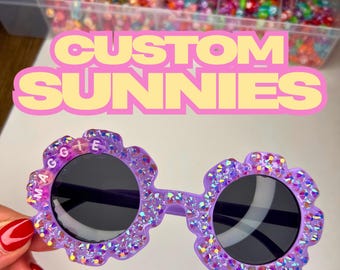 Custom Kid Sunglasses with Name Rhinestone Bling Shades for Girl Personalized Sparkle Party Favor Gift Summer Accessory Sparkle Cute Sunnies