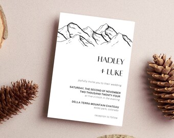 Mountain Wedding Invite | Modern Wedding Invite | Wedding Invitation Template