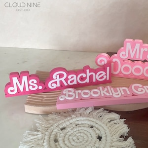 Doll Style Custom Nameplate, Custom Desk Nameplate, Pink Custom Nameplate, Teacher Gift Ideas, Office Gift Ideas
