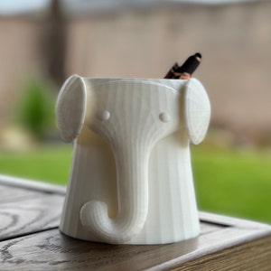 3D Printed Elephant Pen Holder - Desk Organizer - Unique Gift for Animal Lovers