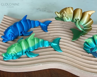Articulated Dolphin, Articulated Flexi Fidget Toy, Under the sea party favors, Fun Gift