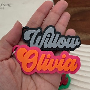 Retro Custom Name Pink Keychain, Personalized Name Tag Keychain, Fashion Doll Name Keychain, Stocking Stuffer, Backpack Name Tag