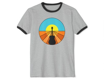 Guitar Sunset - Unisex Cotton Ringer T-Shirt