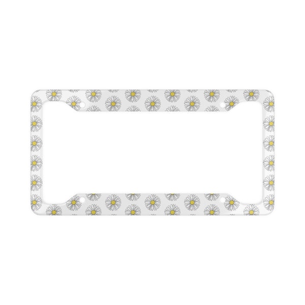 Daisies - Metal License Plate Frame (White)